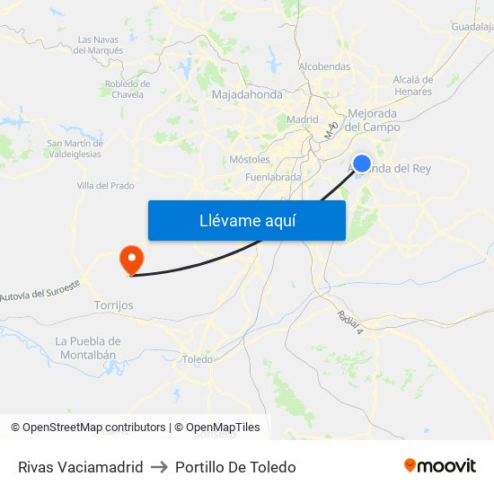 Rivas Vaciamadrid to Portillo De Toledo map