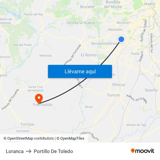 Loranca to Portillo De Toledo map