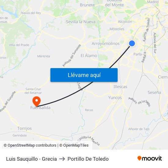 Luis Sauquillo - Grecia to Portillo De Toledo map
