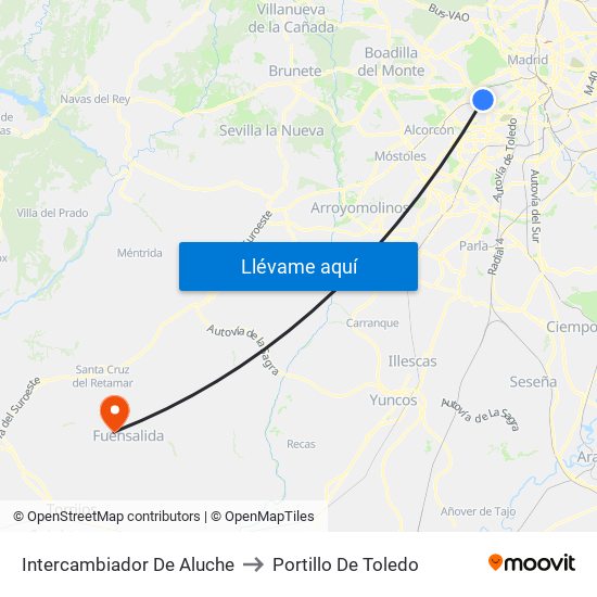 Intercambiador De Aluche to Portillo De Toledo map