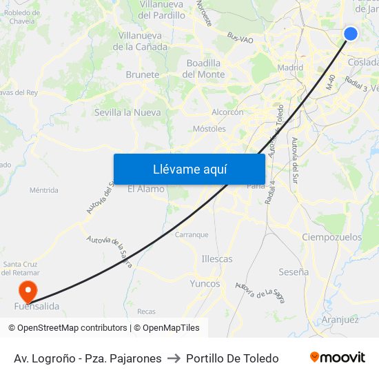 Av. Logroño - Pza. Pajarones to Portillo De Toledo map