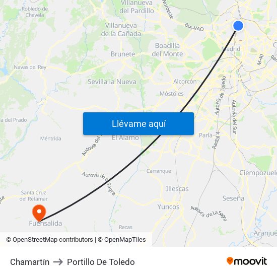 Chamartín to Portillo De Toledo map