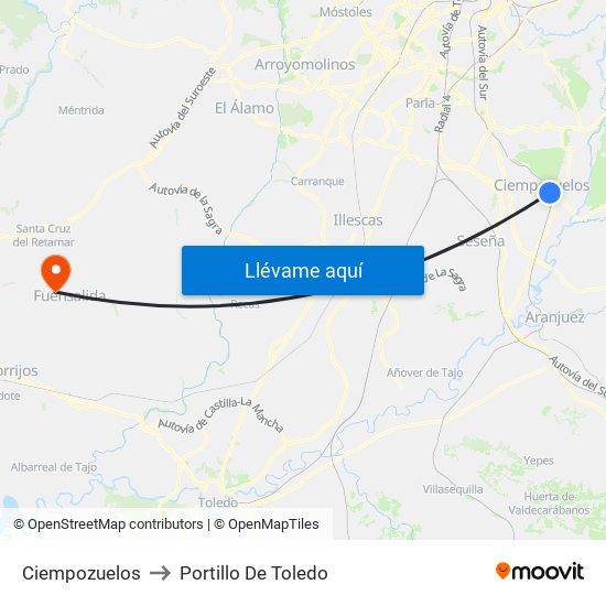 Ciempozuelos to Portillo De Toledo map