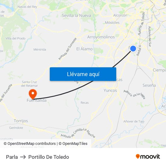 Parla to Portillo De Toledo map