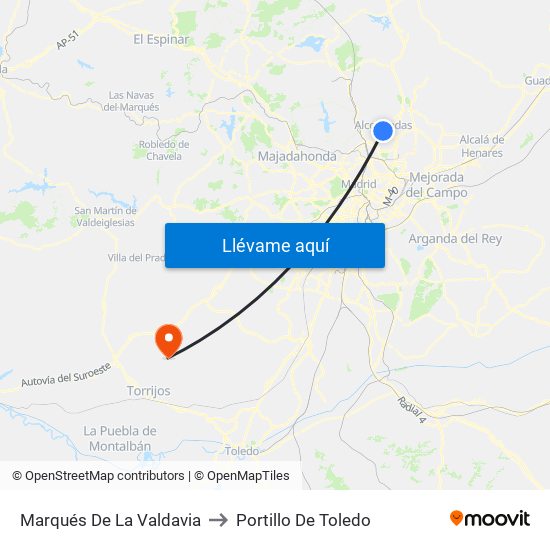 Marqués De La Valdavia to Portillo De Toledo map