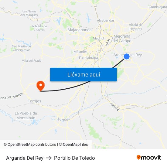 Arganda Del Rey to Portillo De Toledo map