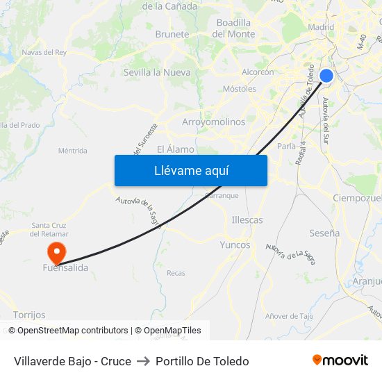 Villaverde Bajo - Cruce to Portillo De Toledo map