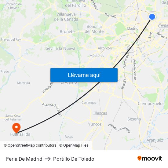 Feria De Madrid to Portillo De Toledo map