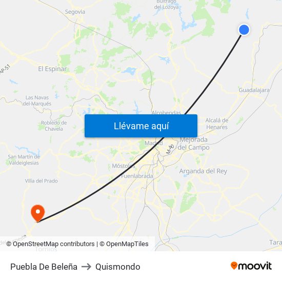Puebla De Beleña to Quismondo map