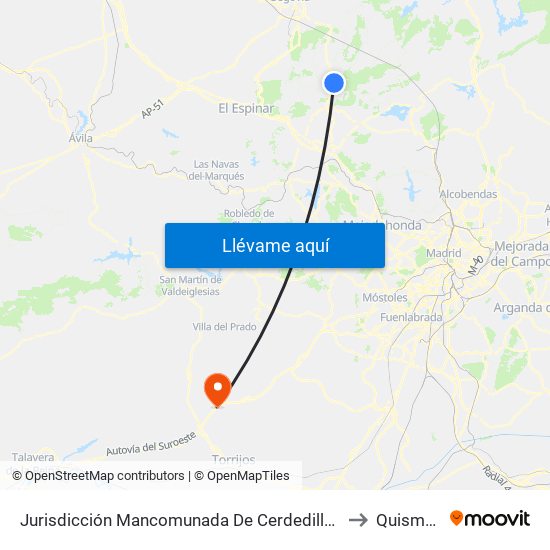 Jurisdicción Mancomunada De Cerdedilla Y Navacerrada to Quismondo map