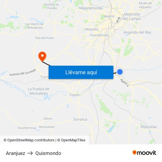 Aranjuez to Quismondo map