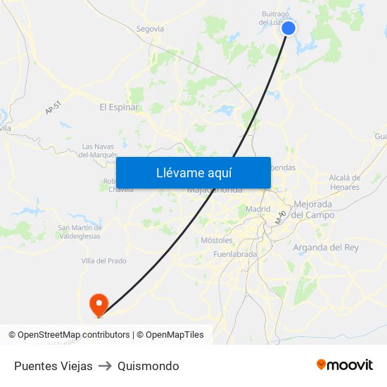 Puentes Viejas to Quismondo map
