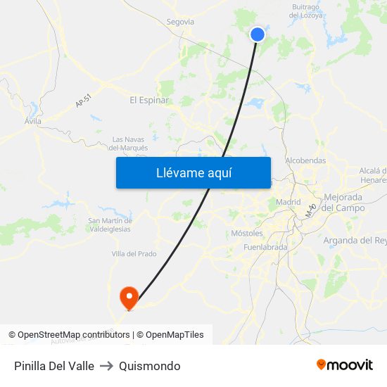 Pinilla Del Valle to Quismondo map