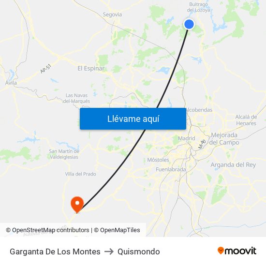 Garganta De Los Montes to Quismondo map