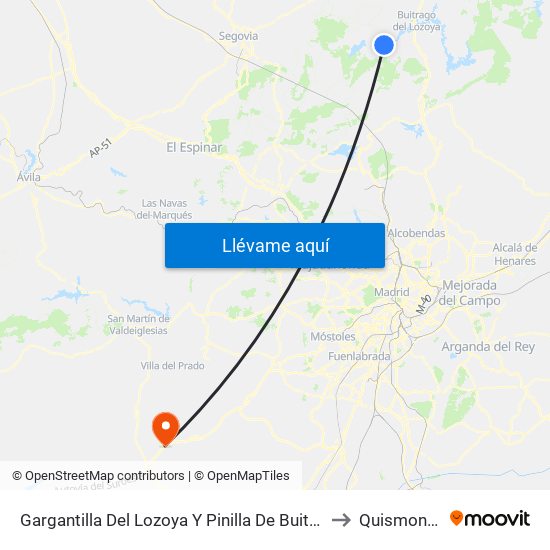 Gargantilla Del Lozoya Y Pinilla De Buitrago to Quismondo map