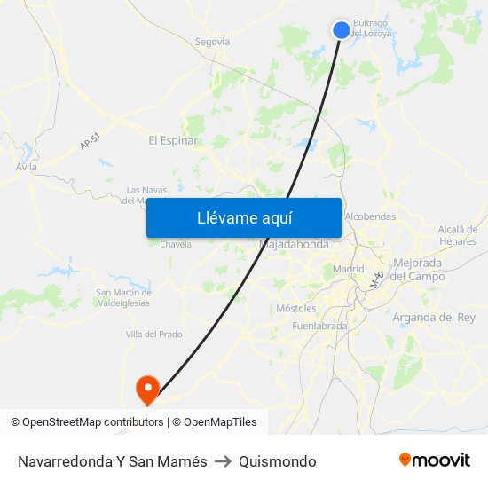 Navarredonda Y San Mamés to Quismondo map
