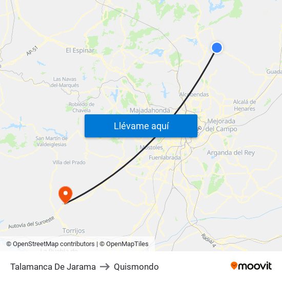 Talamanca De Jarama to Quismondo map