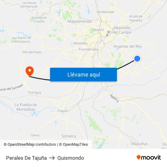 Perales De Tajuña to Quismondo map