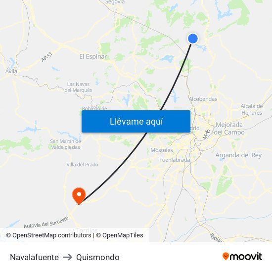 Navalafuente to Quismondo map