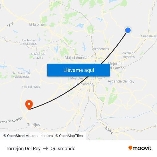 Torrejón Del Rey to Quismondo map