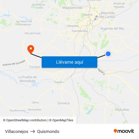 Villaconejos to Quismondo map