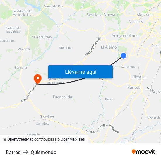 Batres to Quismondo map