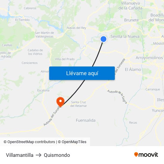 Villamantilla to Quismondo map
