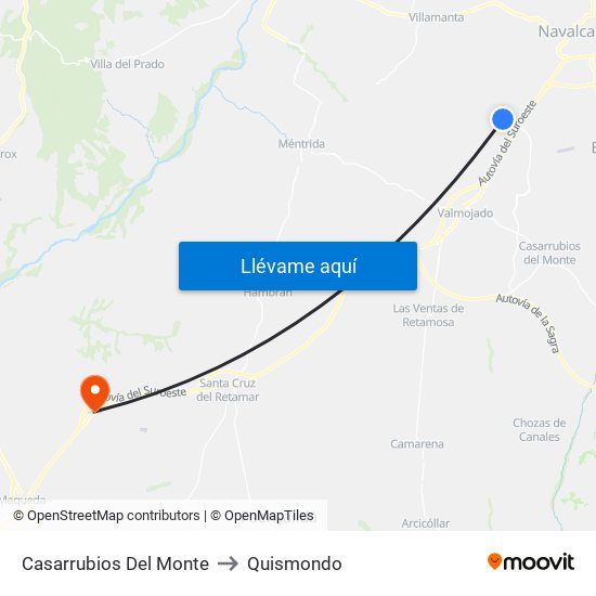 Casarrubios Del Monte to Quismondo map