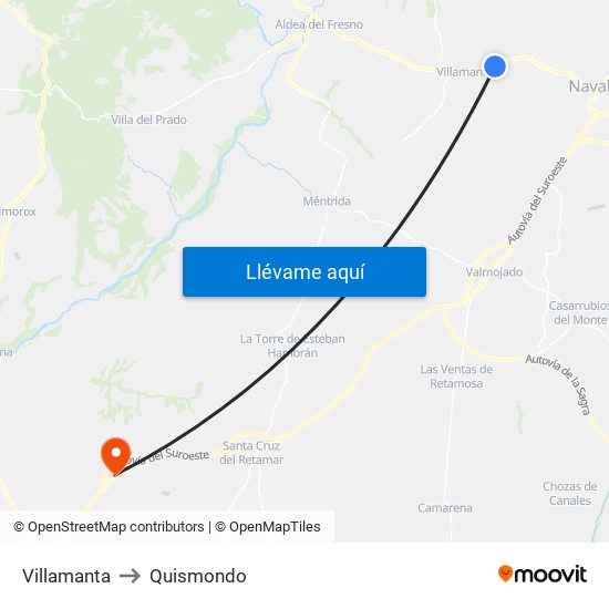 Villamanta to Quismondo map