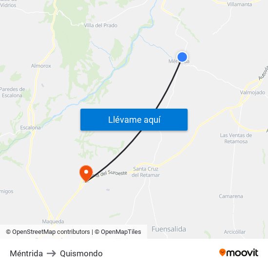 Méntrida to Quismondo map