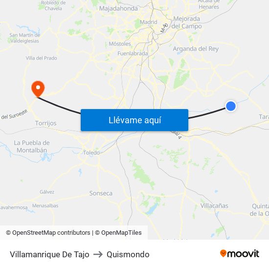 Villamanrique De Tajo to Quismondo map