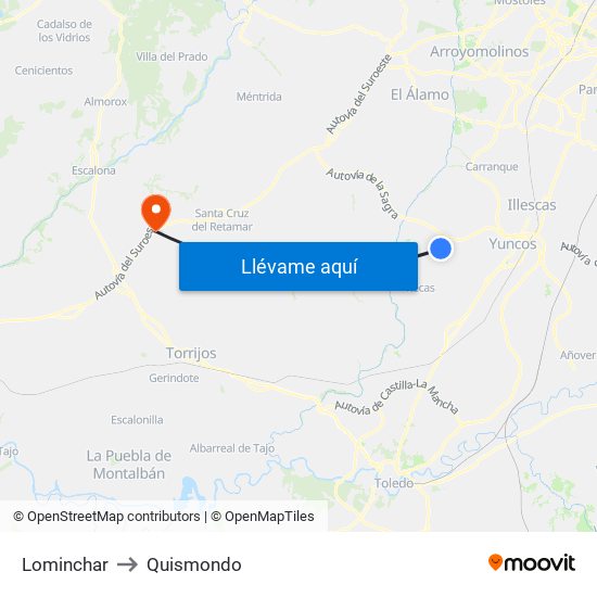 Lominchar to Quismondo map