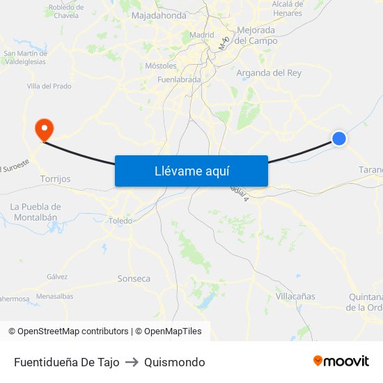 Fuentidueña De Tajo to Quismondo map