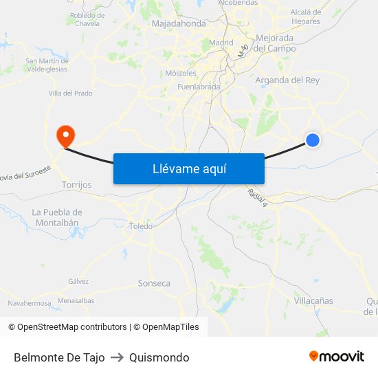 Belmonte De Tajo to Quismondo map