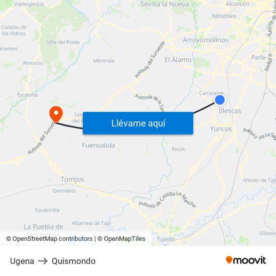 Ugena to Quismondo map