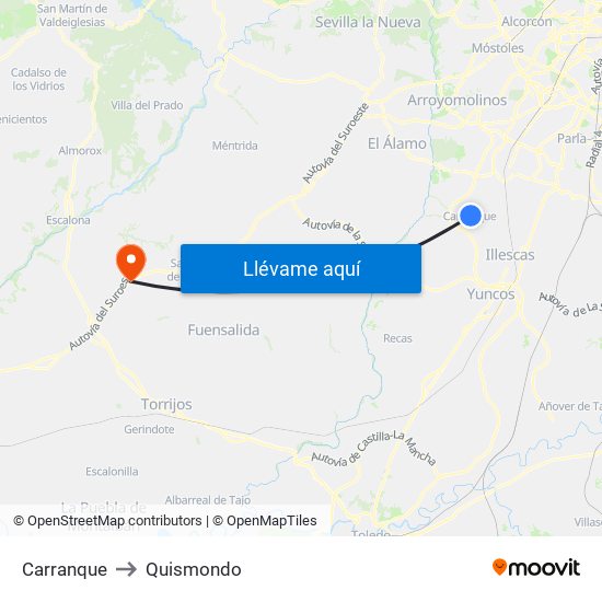 Carranque to Quismondo map