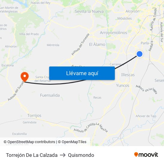 Torrejón De La Calzada to Quismondo map