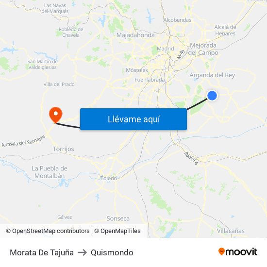 Morata De Tajuña to Quismondo map