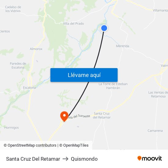 Santa Cruz Del Retamar to Quismondo map