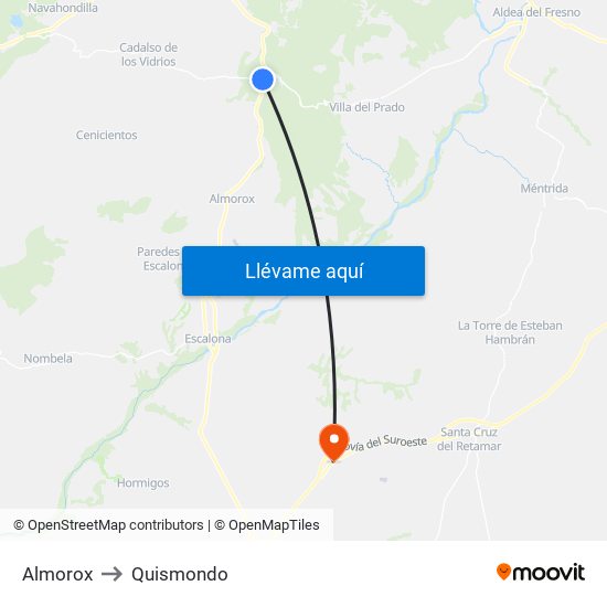 Almorox to Quismondo map