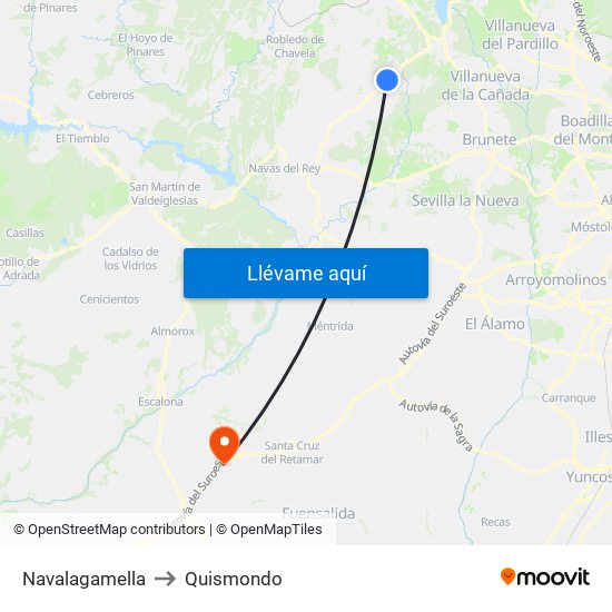 Navalagamella to Quismondo map