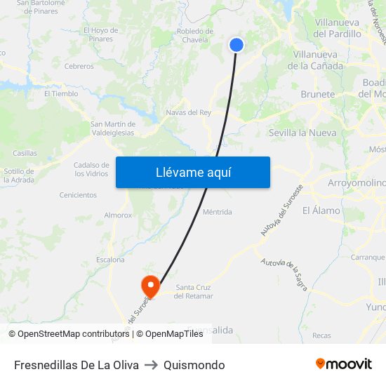 Fresnedillas De La Oliva to Quismondo map