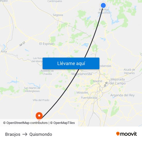 Braojos to Quismondo map