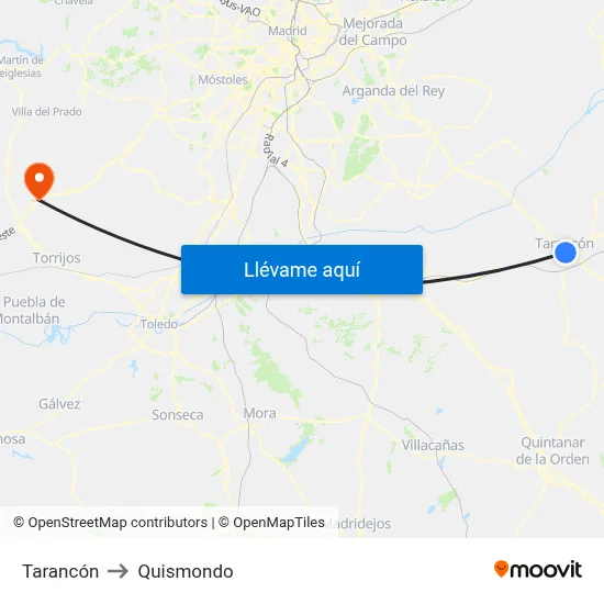 Tarancón to Quismondo map