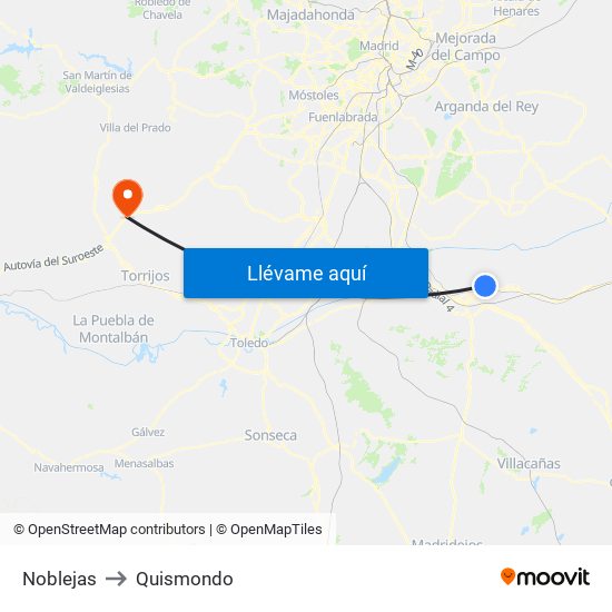 Noblejas to Quismondo map