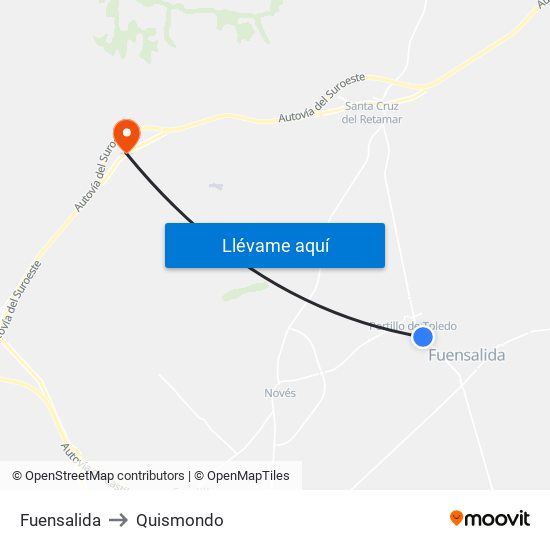 Fuensalida to Quismondo map
