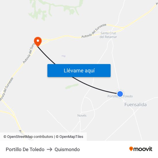 Portillo De Toledo to Quismondo map