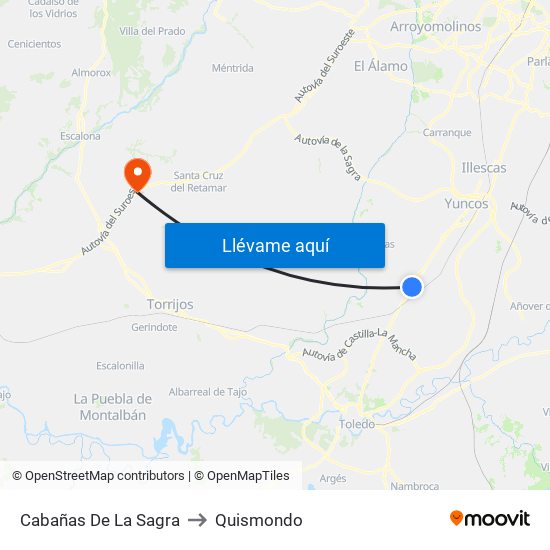 Cabañas De La Sagra to Quismondo map