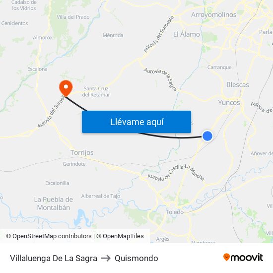 Villaluenga De La Sagra to Quismondo map