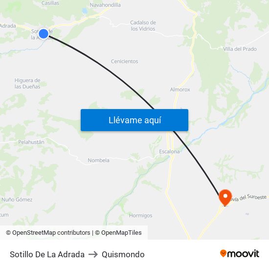 Sotillo De La Adrada to Quismondo map